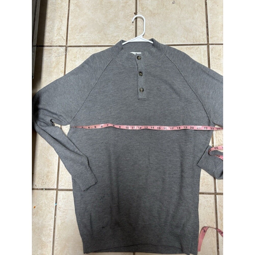 Peter Millar Parkway Textured Three-Button Mockneck Sweater Pullover Gale Gray L - Picture 6 of 7